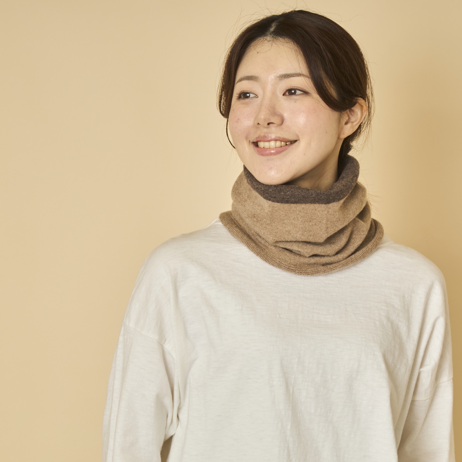 el alto/バイカラーカシミヤネックウォーマー